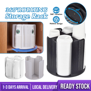 Adjustable Cup Storage Rack 360° Desktop Rotating 4 Compartment Rack Disposable Cup Holder for Coffee Shop Detachable Cup Remover收纳架