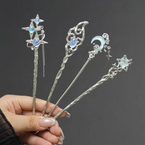 New Chinese-style Moonstone Star Hairpin for Women Antique Style High-end Hair Accessory