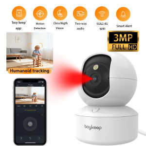 Boykeep 2K Pet Dog Camera with Phone App 5G/2.4GHz WiFi Indoor Security Baby Camera 360° Pan & Tilt 2-Way Audio Night Vision