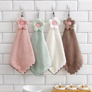 Kitchen Hanging Hand Towel Absorbent No Shedding Coral Fleece Childrens Face Towel Cute Design Pure Cotton Dry Hair Cap