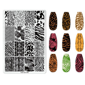 1PCS Lace Stockings Cow Texture Nail Art Stamping Plates Stainless Steel Image Stencils for Nails Stamp Tools Manicure Template