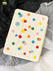 KokoLand Acrylic Art Dot Pattern iPad Protection Case Tri-Fold Magnetic Absorption Tablet Cover Detachable for Apple Air 4/5 10.9 Inch