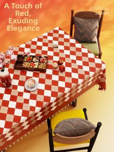 SHULIAN | Waterproof Oil-Resistant Wash-Free Red Check Tablecloth