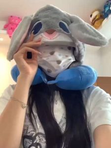 หมอนรองคอลายการ์ตูน หมอนรองคอมีฮู้ด สติ๊ชน้ำเงินและการ์ตูนน่ารักๆ นุ่มสบาย หมอนรองคอสำหรับเดินทาง✈