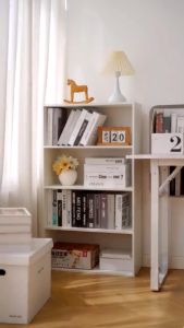 Kệ sách đa năng chất liệu gỗ MDF màu full trắng decor góc làm việc cực đẹp thương hiệu LAROT - GA30