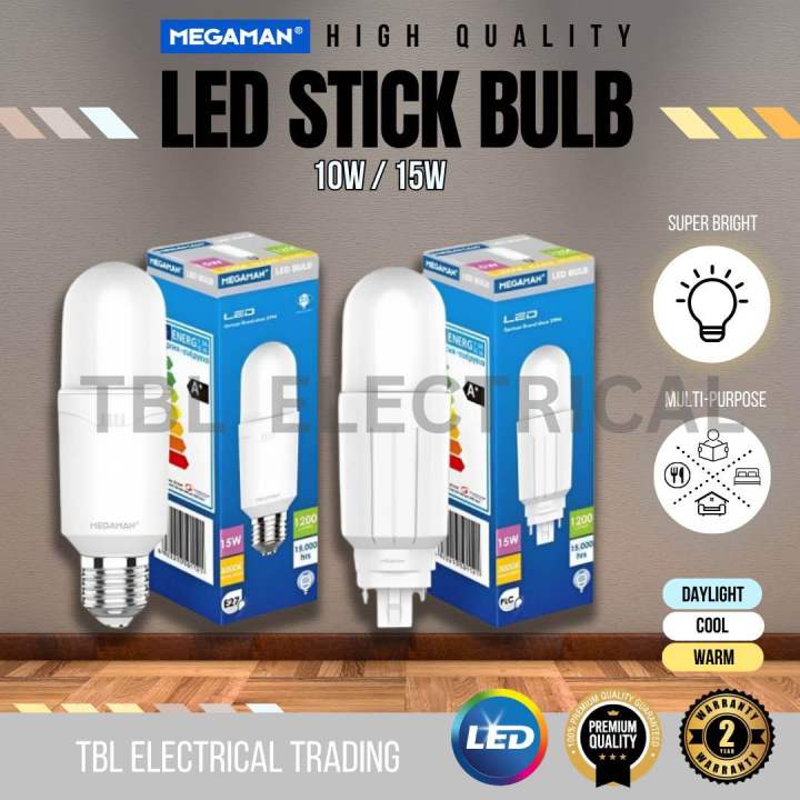 🔥READY STOCK🔥 MEGAMAN LED Stick Bulb 10W 15W Stick Bulb PLC E27 Mentol ...