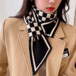 XUANXUAN | Tartan Scarf Womens Autumn Winter New 2024 High-End Feelings Neck Warmer Korean Style Versatile Cute Trendy Ins Long Rectangle Polyester Fiber