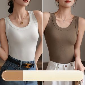 เสื้อกั๊กแขนกุดผ้าโมดอลบางสำหรับผู้หญิงในฤดูร้อน เสื้อคลุมกันหนาวแบบยืดหยุ่น ระบายอากาศได้ดี ใส่ด้านนอก สีขาว ทรงเข้ารูป