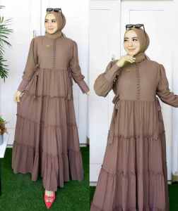 felisha gamis ceruty bebydoll baju muslim pakaian wanita