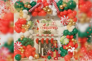 NATAL - BALON LATEX DOFF ISI 100 PCS WARNA HIJAU MERAH GOLD POLOS / BALON POLOS