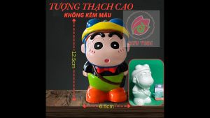 Tượng tô màu Shin Đi Học Cậu Bé Bút Chì thạch cao trắng (Không kèm màu) luyện vẽ decor