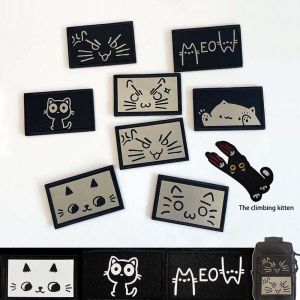 Cartoon Patches Hook and Loop Pussycat Clothes AppliqueReflective Cats Glow on The Dark tactical Badge For BackpackHelmet