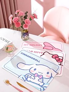 School meal mat spoon fork cutlery set stainless steel Sanrio 40cm waterproof oil drain