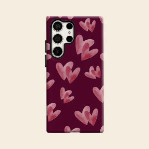 BILIBILI | Watercolor Pink Hearts Luxury Fashion Full Lens Protective Case for Samsung Galaxy S26 S25 S24 A56 A36 Plus Ultra