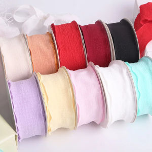 4cm Pleated Fishtail Yarn Ribbon Flower Bouquet Packaging Macaron Ribbon Flower Shop Cake Shop Handmade DIY Materials