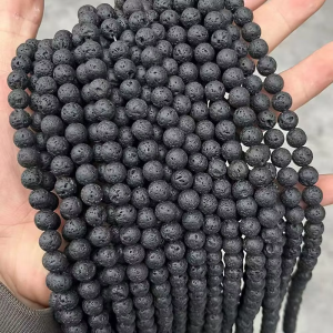 Natural Black Volcanic Lava Stone Round Loose Spacer Beads For Jewelry Making DIY Bracelet Necklace 15" Strand 4/6/8/10mm