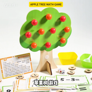 Wooden Magnetic Apple Tree Math Game untuk Kanak-kanak 3+ Counting Addition Subtraction Number Learning Fine Motor Skills Educational Toy