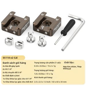 Bộ Chuyển Đổi Đế Lạnh Chống Xoắn Với Ốc Vít 1/4"-20 Và Chốt Định Vị Cho Tiêu Chuẩn ARRI - Giá Đỡ Đèn Flash LED Màn Hình Micro Bằng Nhôm