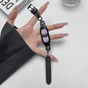 Uhada Metal Link Leather Strap Smart Watch Band for Xiaomi Mi Band 8 Womens Fashion Retro Hollow Circle Universal NFC Compatible
