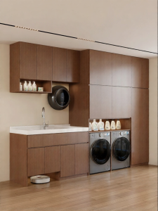 BEIQIVI | Retro Style Integrated Laundry Sink Washbasin Balcony Cabinet