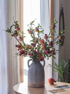 Retro Single Branch Pomegranate Fruit Fake Flower Bouquet Living Room Dining Table Decoration Ornaments Floral Art Props