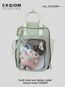 Nunuwa Transparent Mini Backpack Daily Handheld Shoulder Bag for Girls Small Size Bookbag Cartoon Style Soft Nylon Casual