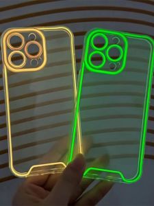 Luminous Ultra-Thin Transparent Protective Phone Case for Apple 14 15 pro 16 plus 17 pro Max Couples Style Eco-Friendly Silicone