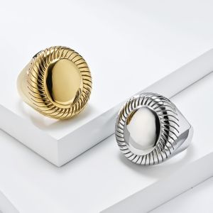 Nhẫn có thể xếp chồng lên nhau thép titan hình học kemstone trang sức thời trang nữ in đậm và tối giản