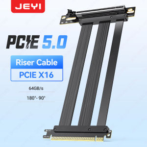 JEYI | JEYI PCIe 5.0 X16 Riser Cable - 90° GPU Extension for RTX 5090/4090 & RX 7900 XTX Mining Rig WRX80/TRX40 15cm/18cm/20cm/30cm
