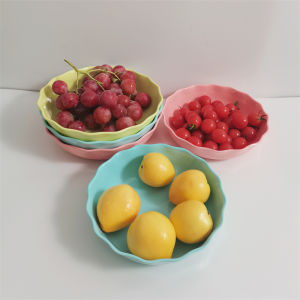 Nordic Style Fruit Tray Dessert Plate Office Use Artificial Ceramic round Thick Fruit Tray for Living Room Coffee Table