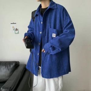 2026 New Autumn Loose Style Men Corduroy Shirts Harajuku Korean Loose Style Long Sleeve Vintage Streetwear Overshirt M-3XL