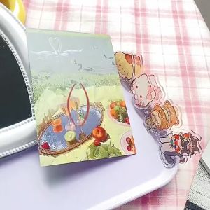 3 Cái Kẹp giấy ghi chú kiểm tra tài liệu clip bằng Acrylic hai mặt hoạt hình gấu dâu kuromi doremon..