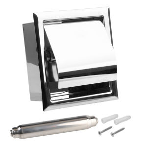 Roll Paper Box Toilet Paper Holder Concealable Polished Chrome Stainless Steel Wall Mounted