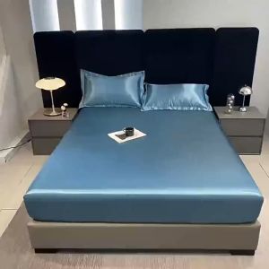 Silk Bedsheet Full Garterized Smooth & Silky Bedsheet Cooling Washed Satin Sheets Mattress Protectors Single Double Full Queen King