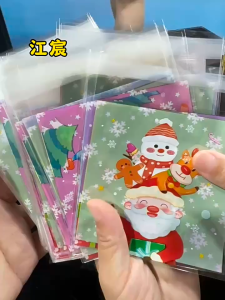 100pcs Self Adhesive Christmas Cookie Candy Package Cellophane Gift Bags