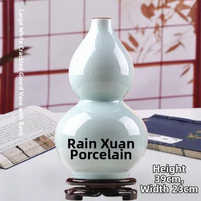 Jingdezhen Ceramic Flower Vase Decorative Piece Living Room Chinese Style Home Decor Craftwork Ancient Official Kiln Pure White Porcelain Bottle
