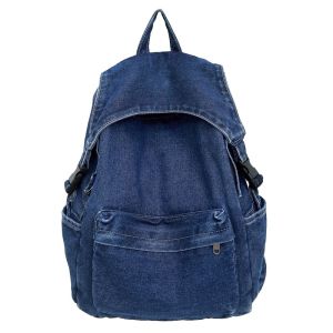 Retro Denim Fabric All-Match Double Shoulder Bag Large Capacity Casual Commuting Backpack for Teens Boys and Girls