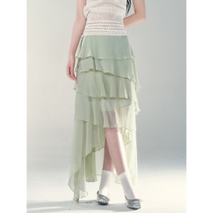 YIKEXIAOYEMEI | Chân Váy A-Line Đen Cao Waist Không Đối Xứng