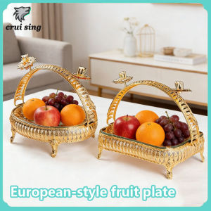 Gold Glass Fruit Plate Retro Light Luxury Fruit Plate Table Decoration Plate