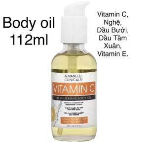 [MỸ] Dầu body oil vitamin C advanced Clinicals 112ml Nghệ Dầu Bưởi Dầu Tầm Xuân Vitamin E sáng mịn mượt da khoẻ sáng