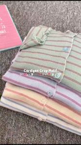 BYE LOVELY - CARDIGAN STRIPE CROP TOP LENGAN PANJANG WANITA PREMIUM