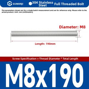 GUWANJI | Stainless Steel Full Thread Rod Screw M3-M20