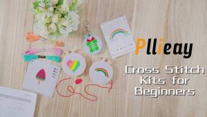 Pllieay 6 Pcs Cross Stitch Kits for Beginners for Kids 7-13 Kids Embroidery Kit Needlepoint Kit Arts and Crafts Kit with Instructions for Backpack Charms Ornaments and Needle Craft