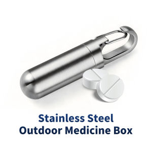Stainless Steel Waterproof Pill Box Keychain Airtight Outdoor Medicine Container for Travel Camping