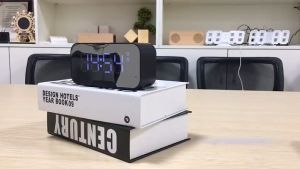 KOOYIINN S10 Portable Wireless Bluetooth 5.0 Speakers 4 IN 1 Multifunctional Soundbox Alarm Clock FM Radio Mirror Ambient LED Light Speakers