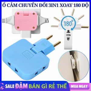 Ổ Cắm Chia Điện Chuyển Đổi 3in1 Đa Năng Xoay 180 Độ Chịu Tải 2500W - Phích Cắm Điện Chia 3 Cổng Bằng ABS / Bộ Chia Ổ Điện - Phích Cắm Chuyển Đổi