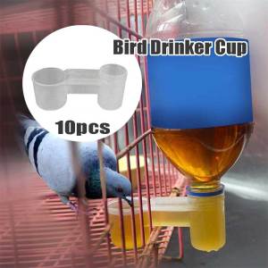 10Pcs Double Cup Water Drinker Feeder Drinking Bowl For Bird Pigeons Parrot