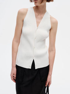 French Style Retro V-neck Knitting Vest Womens Cardigan Fancy Elegant Slim Fit Waistcoat Vest Sleeveless Tops Outerwear