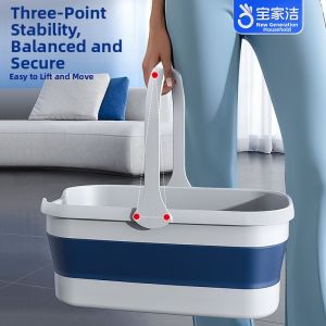 Foldable Plastic Bucket for Mop And Car Wash Handheld Laundry Squeegee Bucket Home Cleaning Tool Large Capacity Washing Basin