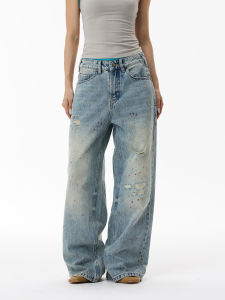 WLNEXT | Quần Jeans Vintage Đính Kèm Vải Rách